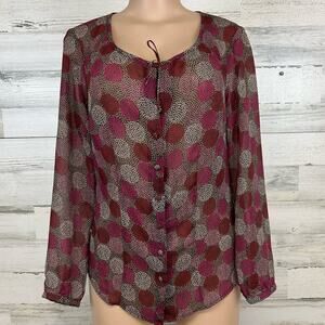 Vintage Sigrid Olsen Semi Sheer Button Up Blouse Women’s Size Small Polka Dots
